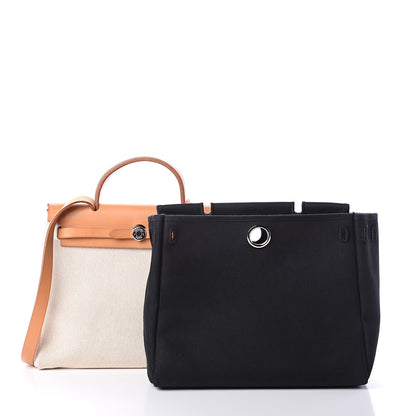Hermes Toile Vache Calfskin Herbag 30 PM Natural 2 of 8