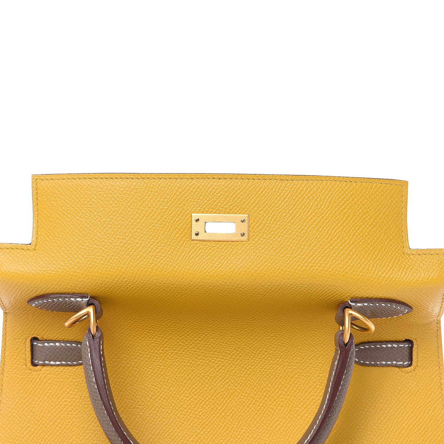 Hermes Epsom Horseshoe Kelly Sellier 25 Jaune Ambre Etoupe 12 of 34