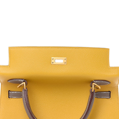 Hermes Epsom Horseshoe Kelly Sellier 25 Jaune Ambre Etoupe 12 of 34