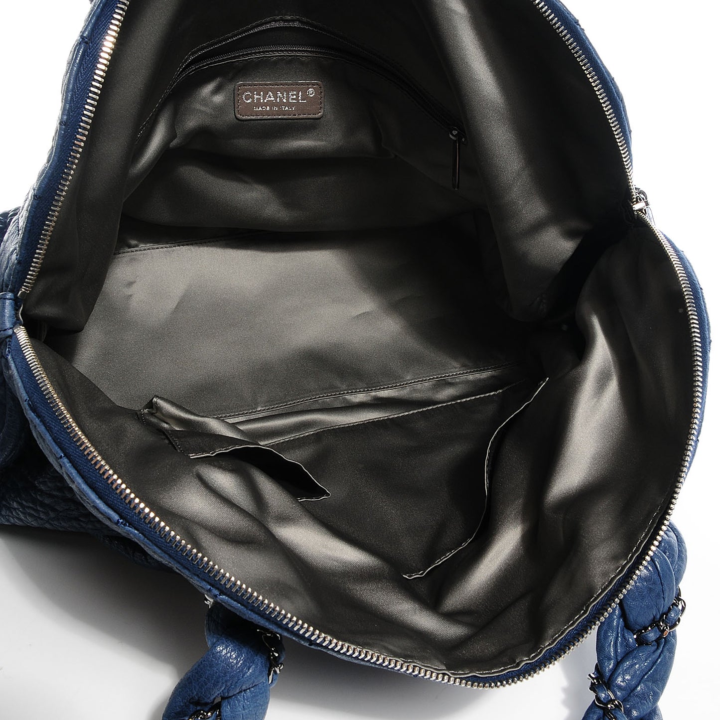 Leather Lady Braid Large Satchel Navy Blue