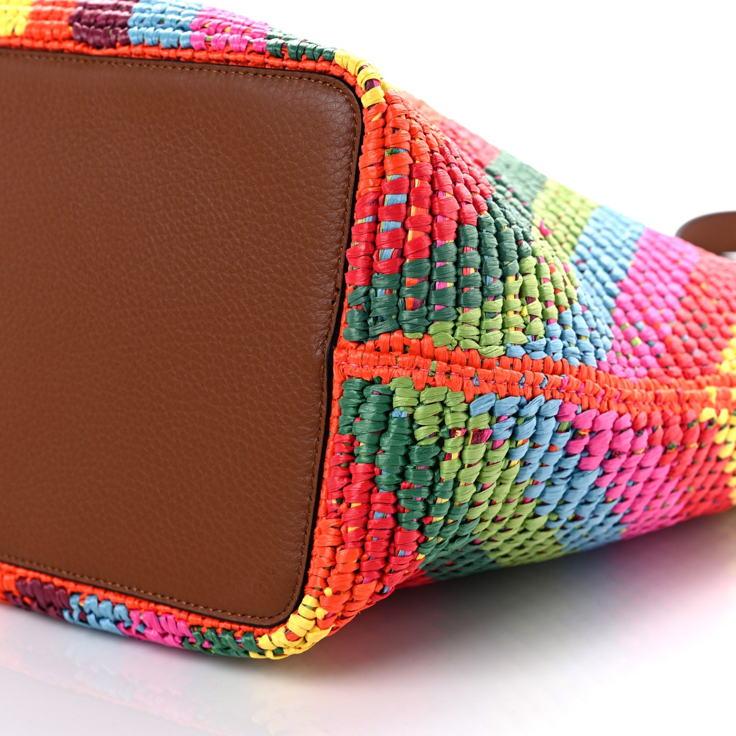 Raffia Calfskin Rockstud Summer Tote Multicolor