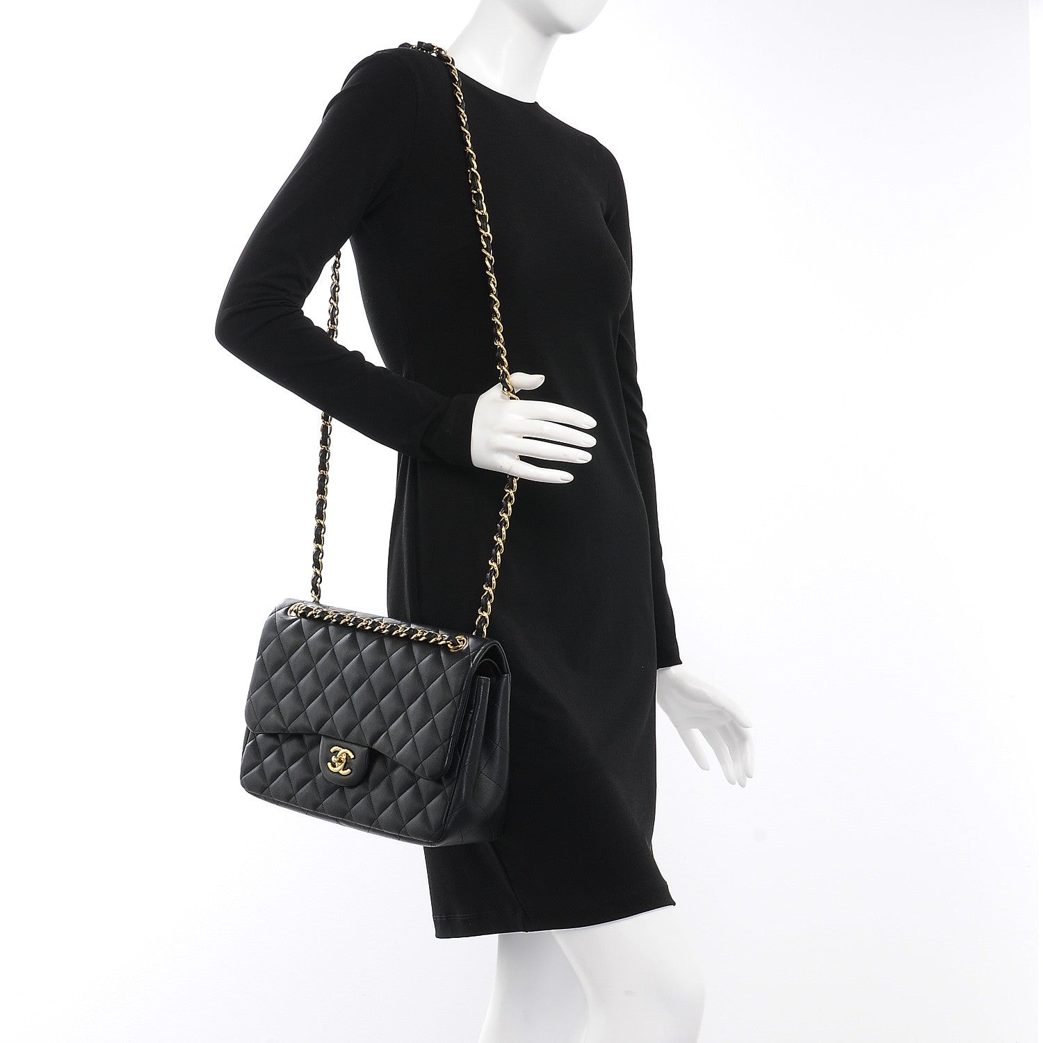 Chanel Lambskin Quilted Jumbo Double Flap Black 2 of 16