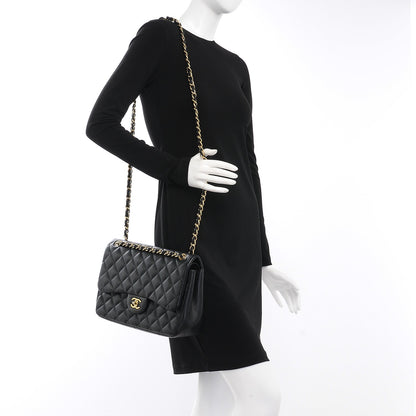Chanel Lambskin Quilted Jumbo Double Flap Black 2 of 16