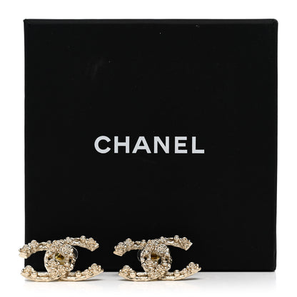 Chanel Crystal CC Camellia Earrings Gold 5 of 5