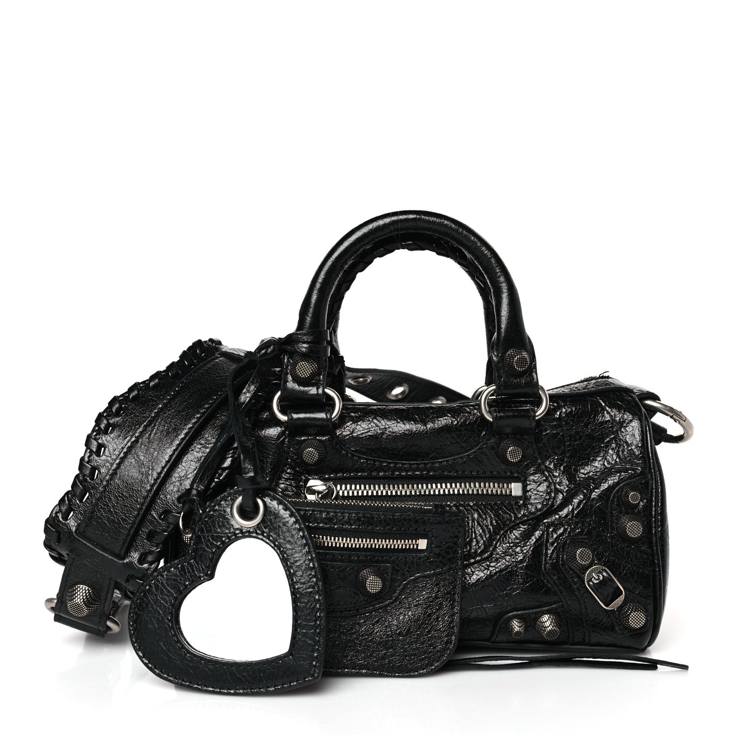 Agneau Arena Mini Le Cagole Duffle Crossbody Bag Black