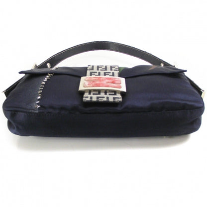 Fendi Satin Floral Baguette Navy 4 of 11