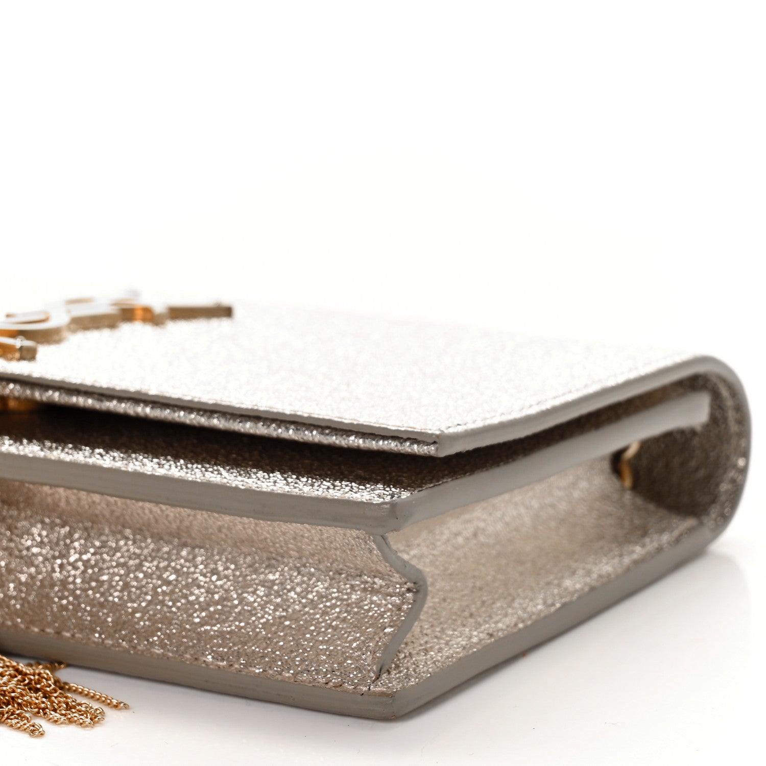 Saint Laurent Metallic Calfskin Kate Monogram Tassel Chain Wallet Gold 8 of 8