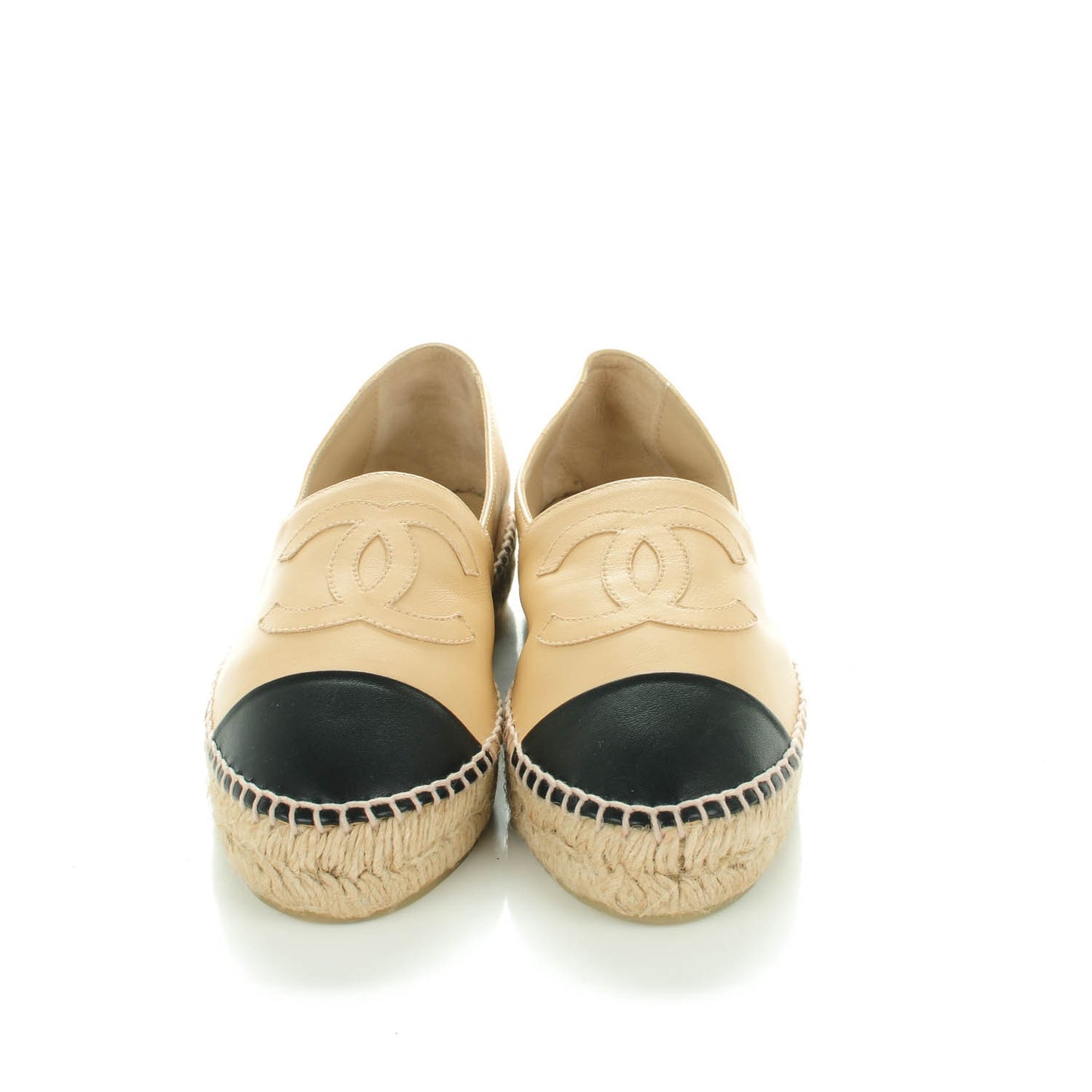 Lambskin CC Espadrilles 37 Beige Black
