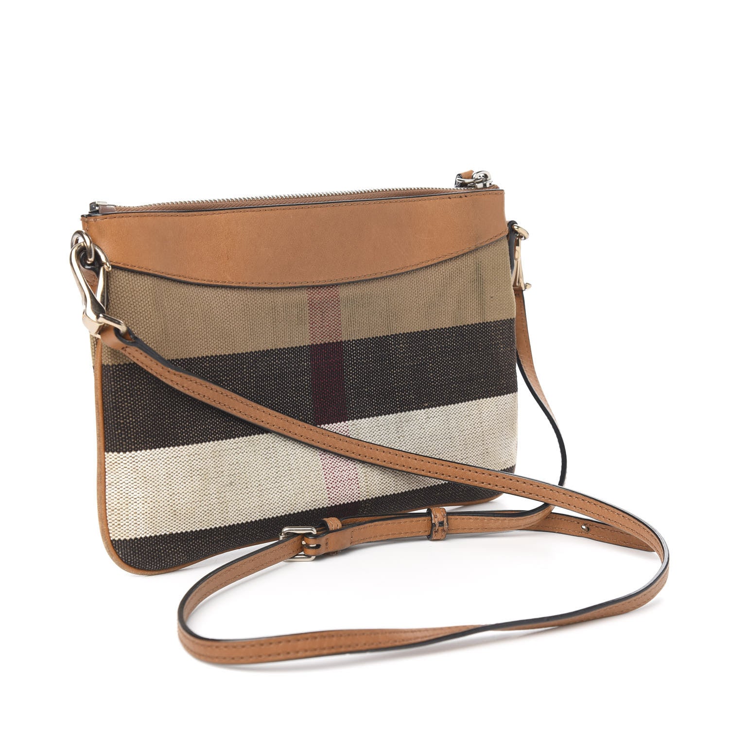 Burberry Mega Check Peyton Crossbody Clutch Bag Saddle Brown 2 of 10