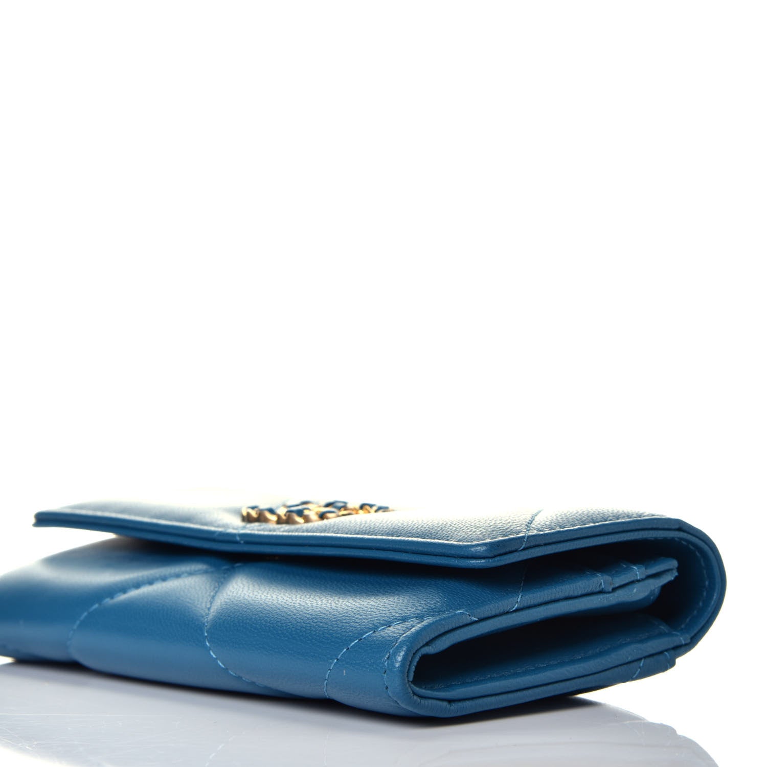 Chanel Goatskin Quilted Chanel 19 Flap Wallet Turquoise 8 of 9