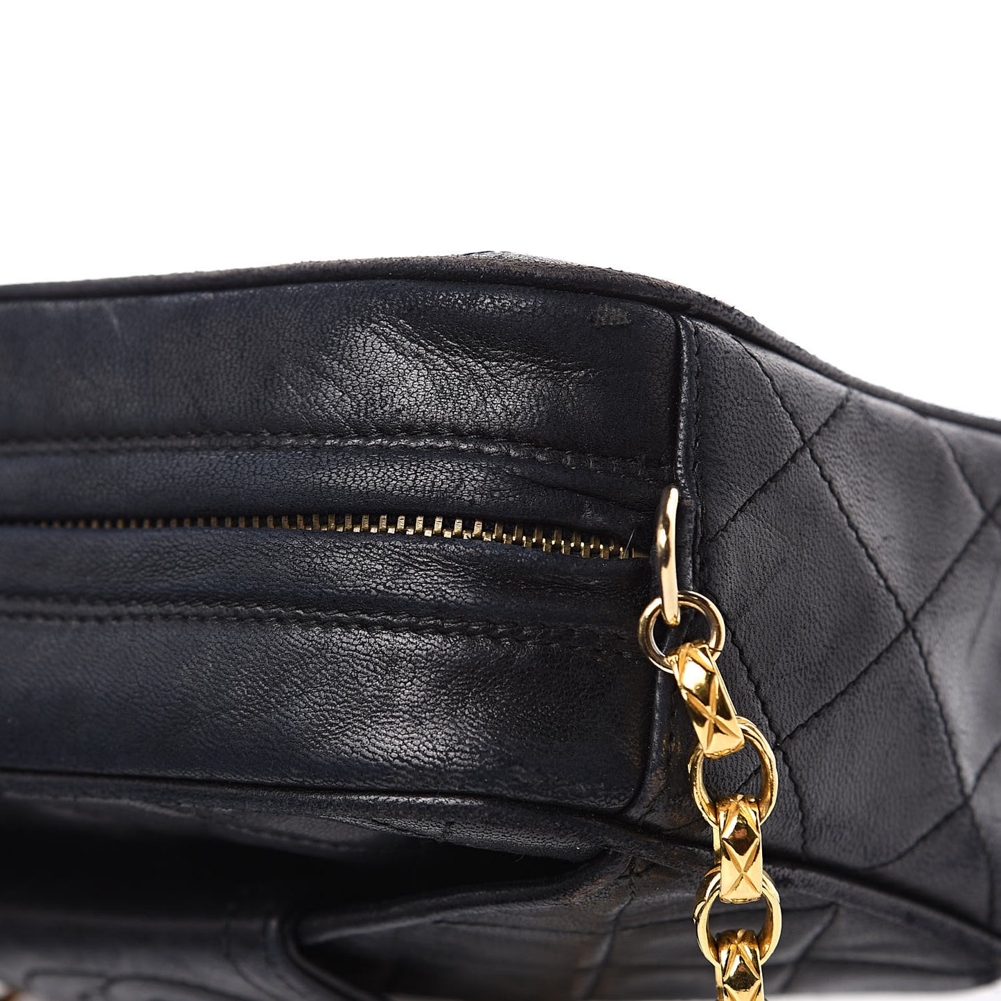 Lambskin Quilted Tassel Camera Case Black