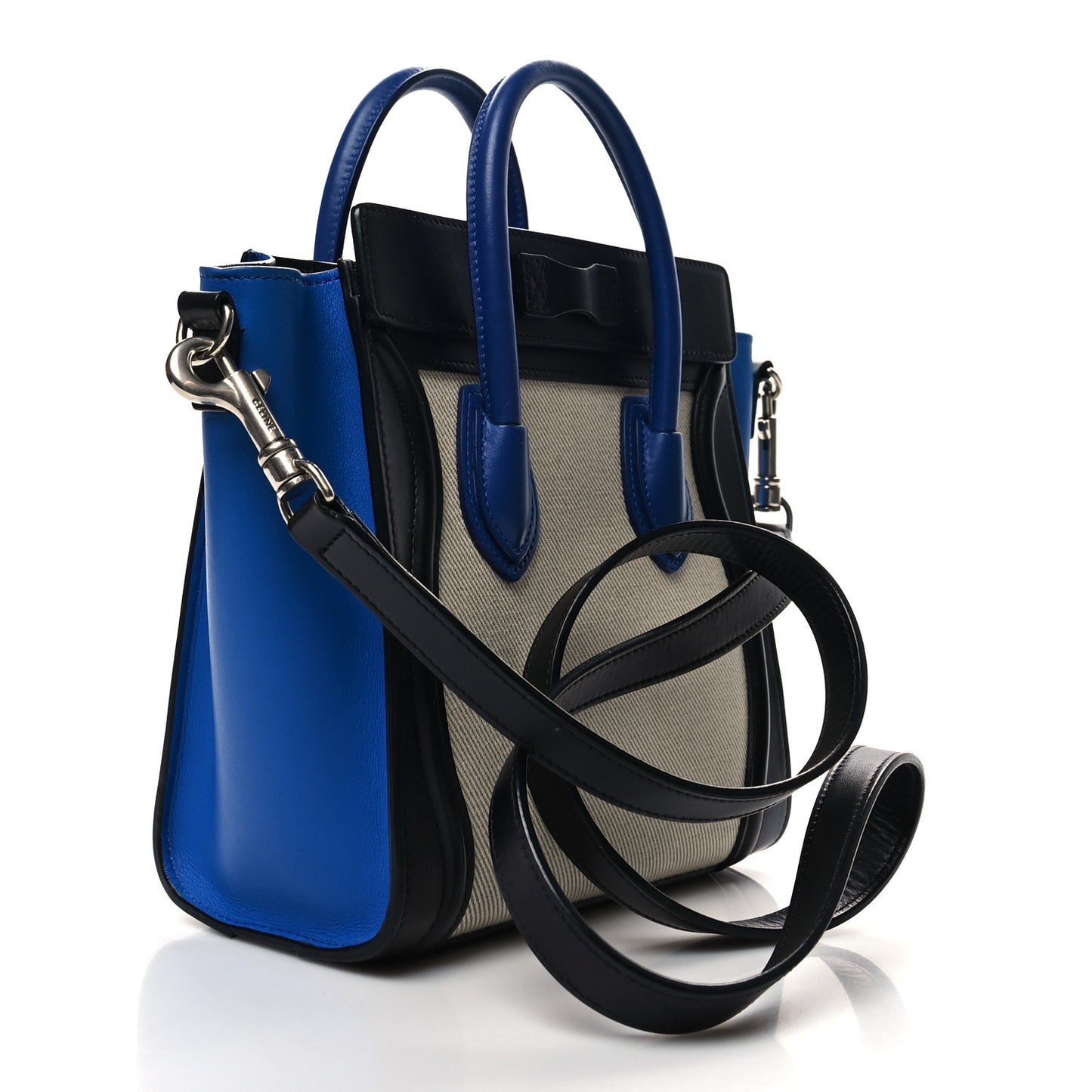 Canvas Smooth Calfskin Nano Tri-Color Luggage Natural Blue