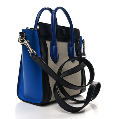 Celine Canvas Smooth Calfskin Nano Tri-Color Luggage Natural Blue 3 of 11