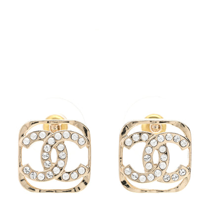 Chanel Crystal Square CC Earrings Gold 1 of 5
