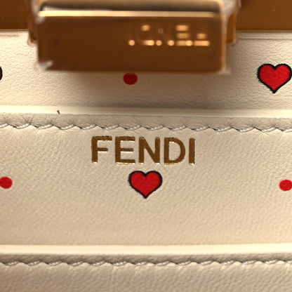 Fendi Vitello Seta Nappa Chinese Valentines Day Karligraphy Small Peekaboo I SEE U Satchel Rosso Cardinale Panna 5 of 9