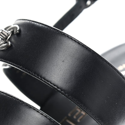 Chanel Calfskin CC Turnlock Sandals 37.5 Black 9 of 10