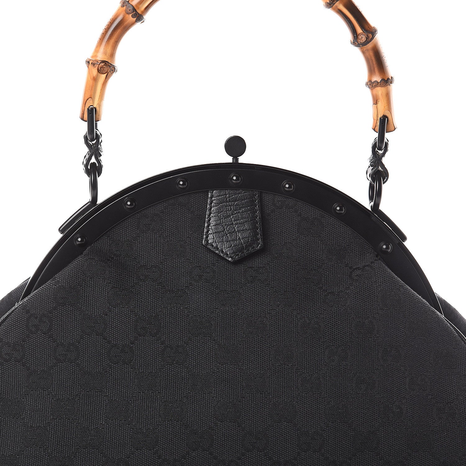 Gucci Monogram Bamboo Top Handle Bag Black 6 of 8