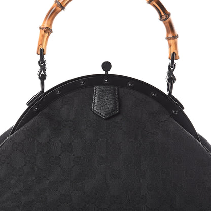 Gucci Monogram Bamboo Top Handle Bag Black 6 of 8