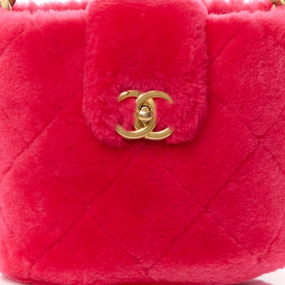 Chanel Shearling Quilted Bucket Bag Fuchsia 9 of 12