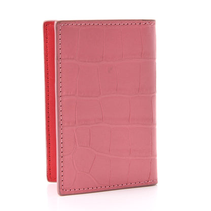 Alexander McQueen Calfskin Croc Embossed Skull Pocket Organizer Pink 3 of 8