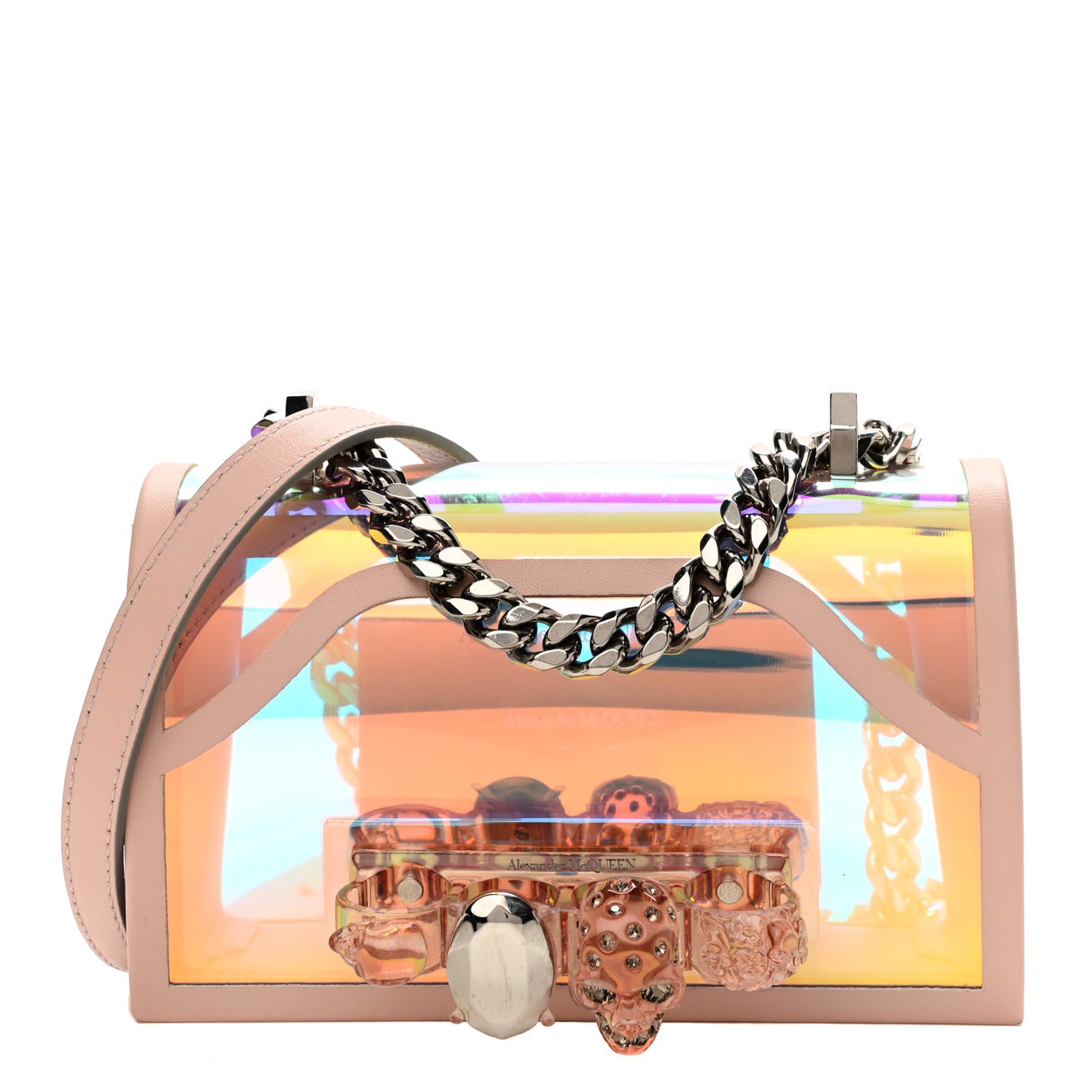 Iridescent PVC Calfskin Mini Knuckle Crossbody