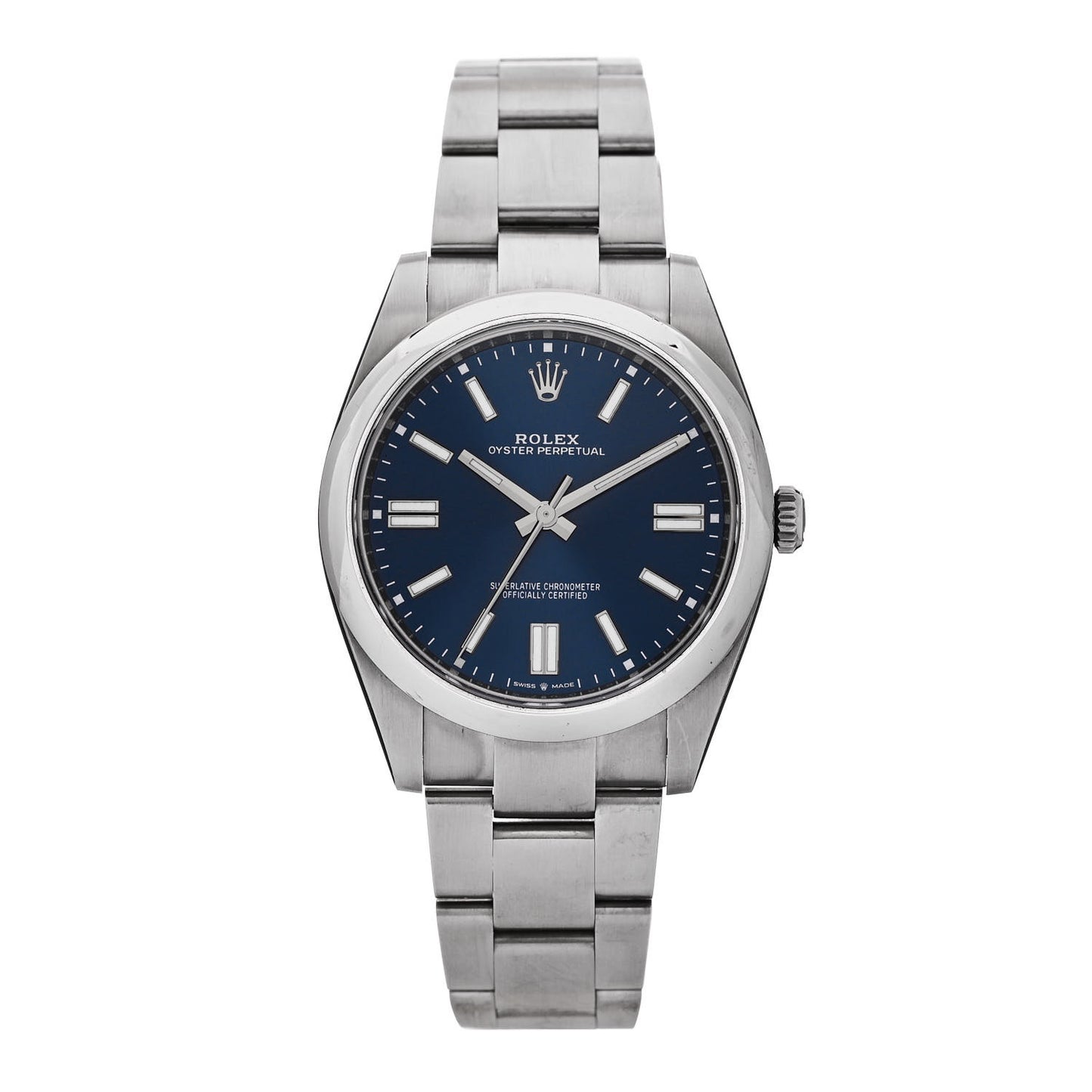 Stainless Steel 41mm Oyster Perpetual Watch Bright Blue 124300