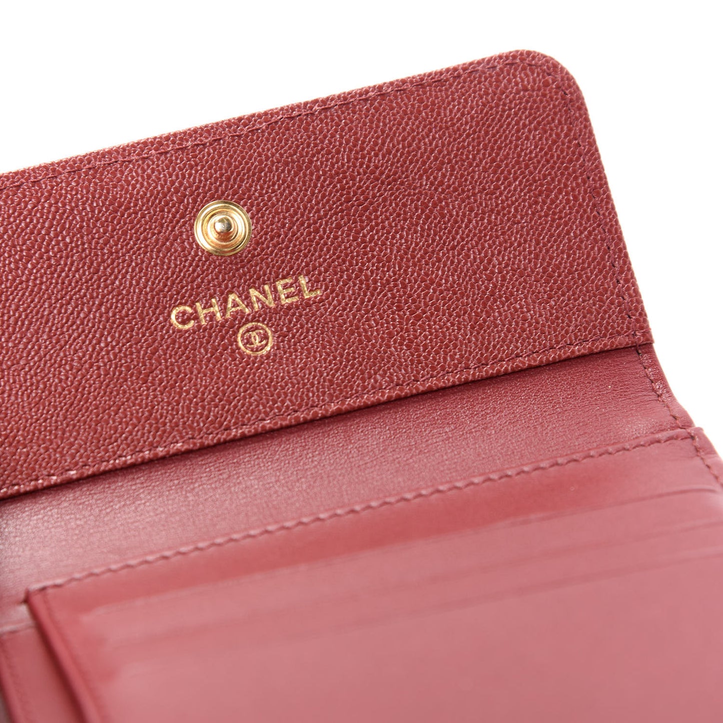 Caviar Quilted Compact Boy Wallet Burgundy