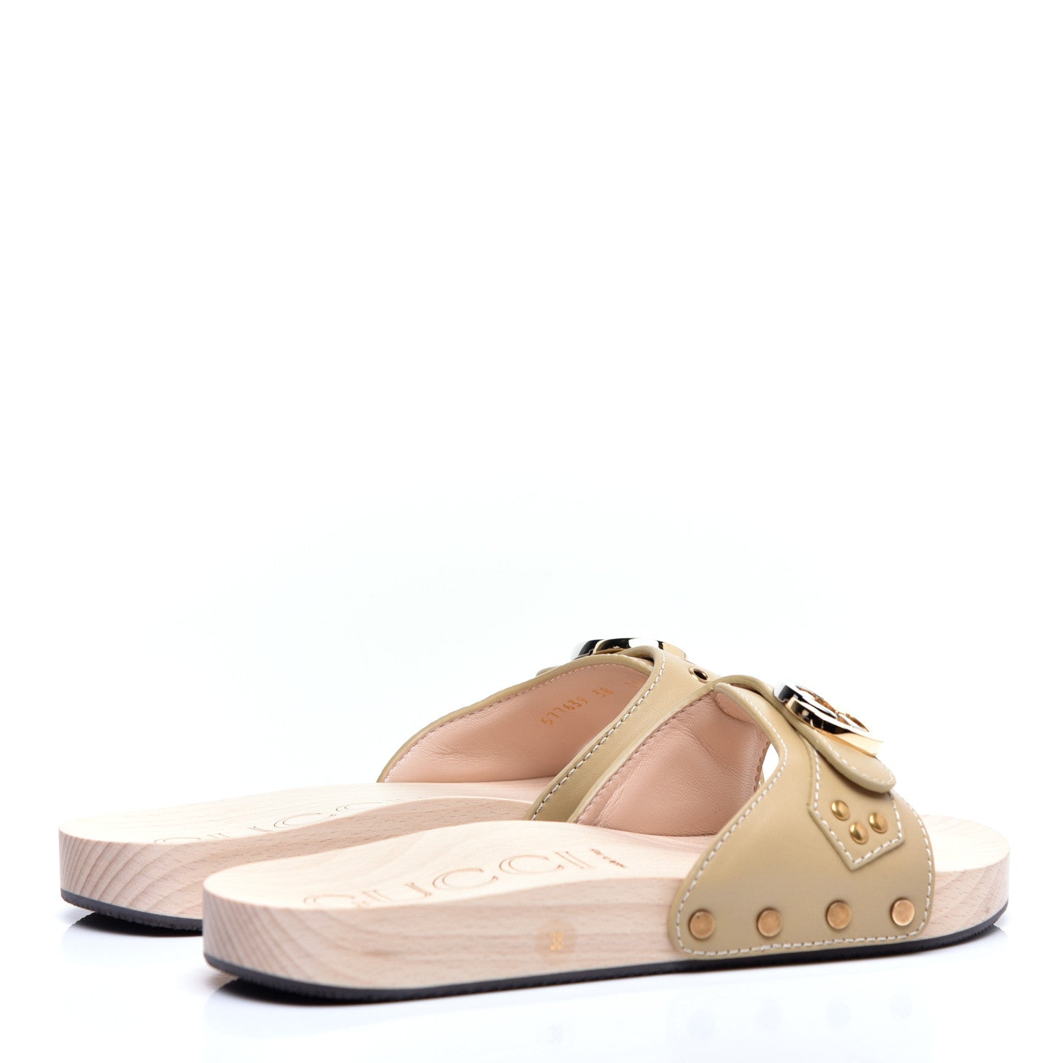 Gucci Calfskin Interlocking G Slide Sandals 38 Diagonal Beige 4 of 10