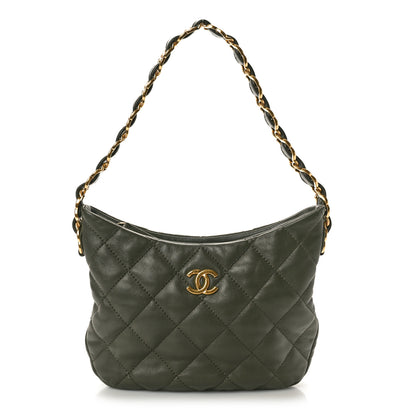 Chanel Lambskin Quilted CC Links Hobo Khaki 1 of 10