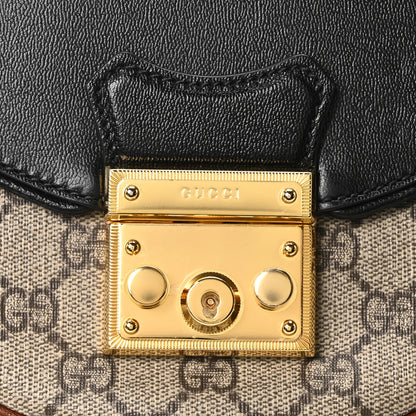 Gucci GG Supreme Monogram Calfskin Small Padlock Messenger Shoulder Bag Beige Black Cuir 8 of 10