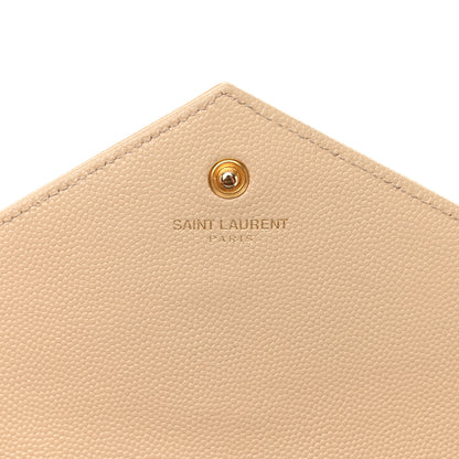 Saint Laurent Grain De Poudre Matelasse Chevron Monogram Chain Wallet Nude Powder 6 of 19