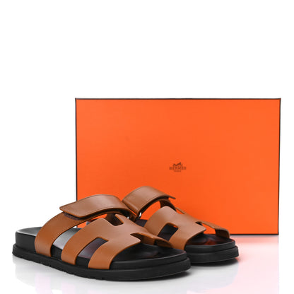 Hermes Calfskin Womens Chypre Sandals 38.5 Gold 12 of 12