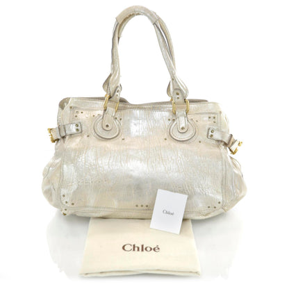 Chloe Leather Large Paddington Tote Metallic 3 of 10
