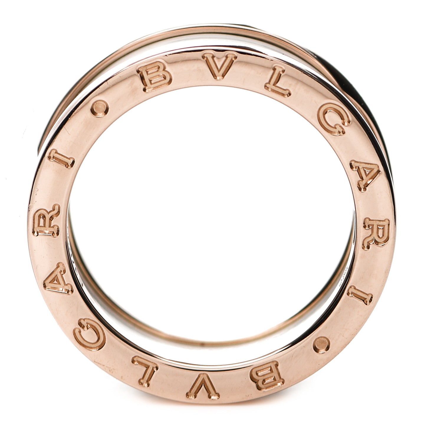 18K Rose Gold White Ceramic B.Zero1 Two-Band Ring 54 6.75