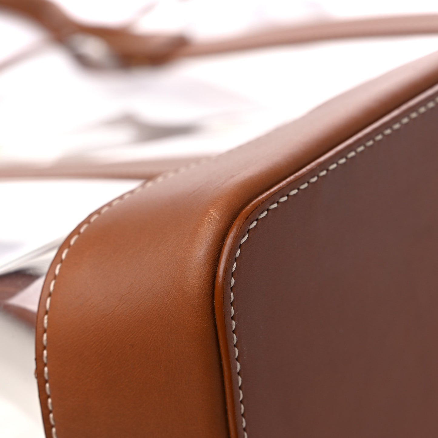 Calfskin Vinyl Cabas Tote Brown