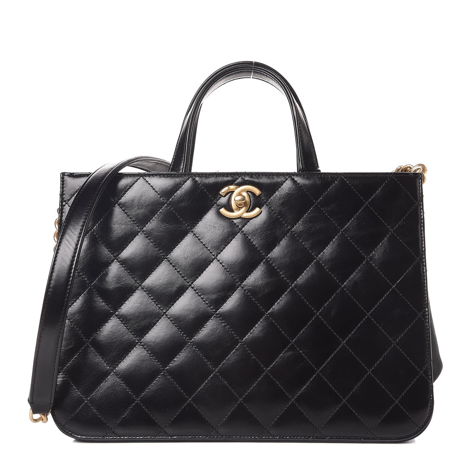 Chanel Glazed Iridescent Calfskin Quilted Tote Black 1 of 10
