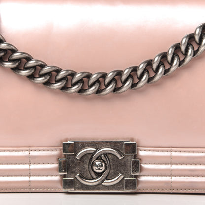 Chanel Iridescent Glazed Calfskin Medium Boy Flap Light Pink 10 of 13
