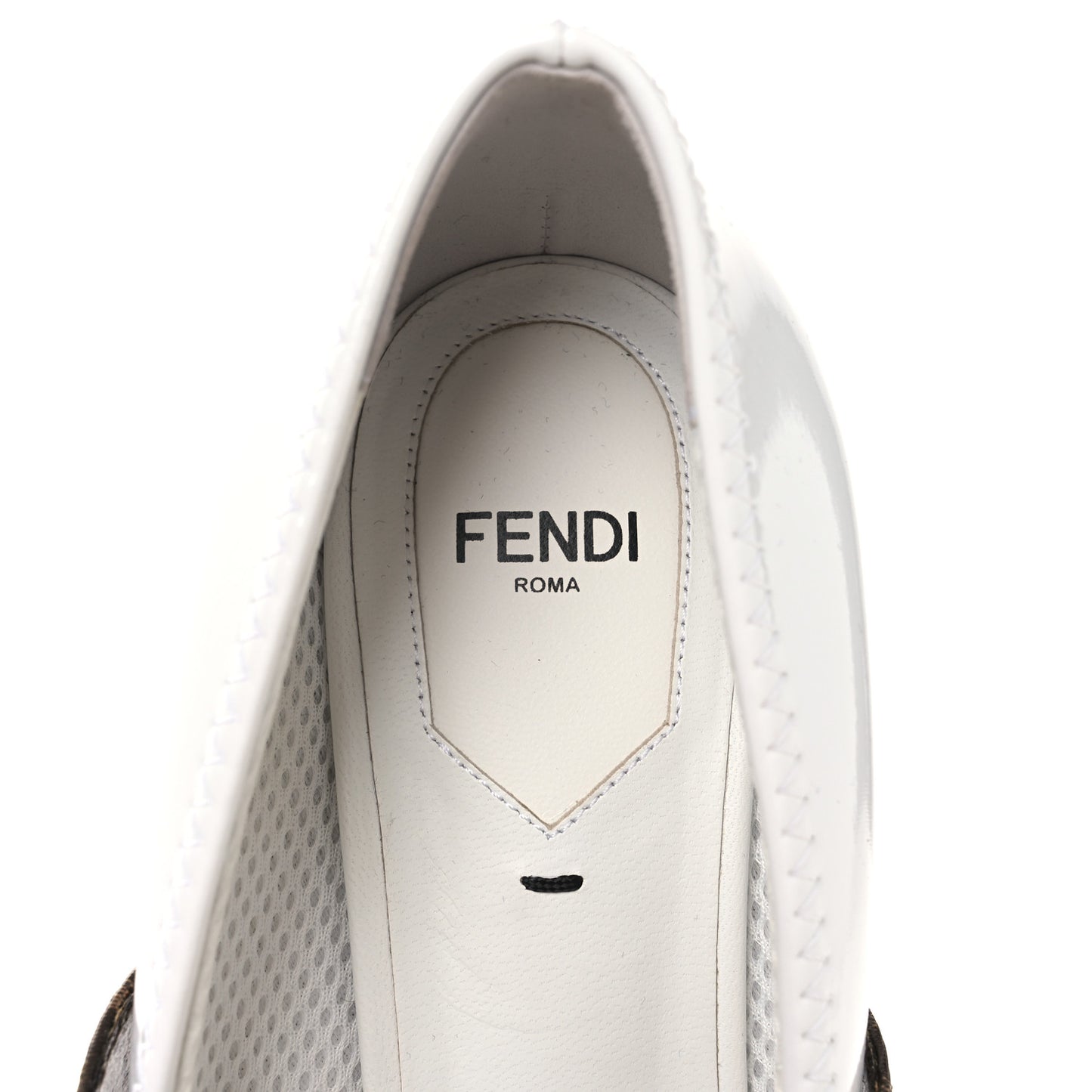 Glossy Neoprene Glazed Fabric FF FFrame Court Mary Jane Pumps 39 White Tobacco Moro
