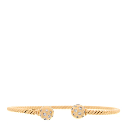 David Yurman 18K Yellow Gold Diamond 3mm Solari Bracelet 1 of 4