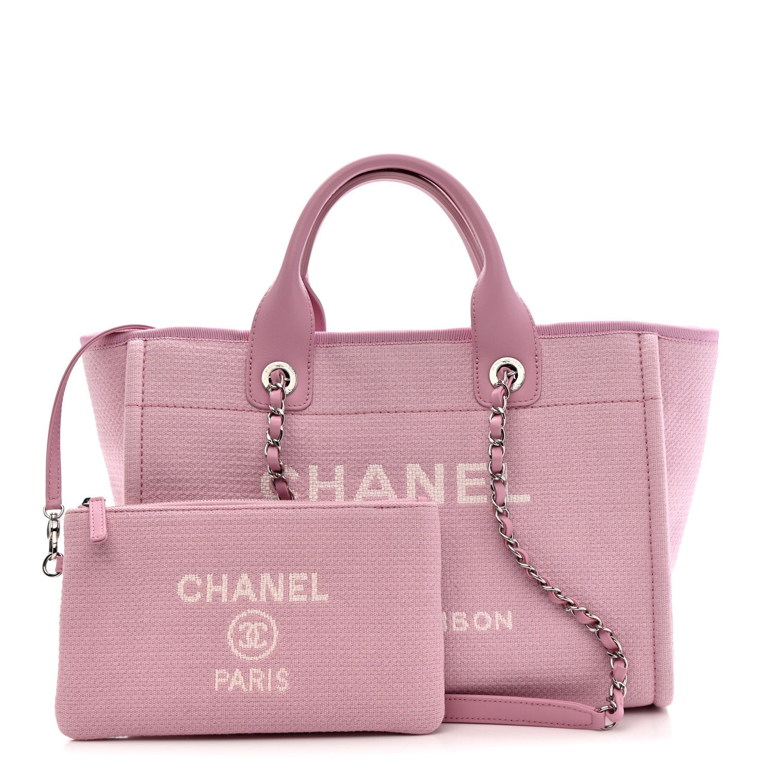 Chanel Mixed Fibers Small Deauville Tote Dark Pink 3 of 12