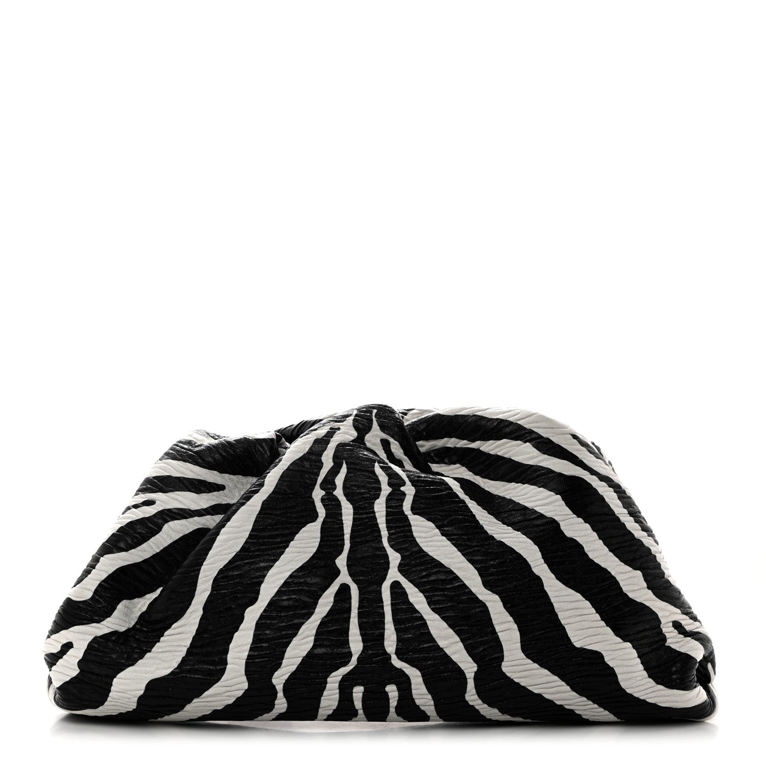 Bottega Veneta Nappa Zebra Print The Pouch Oversized Clutch White Black 1 of 7