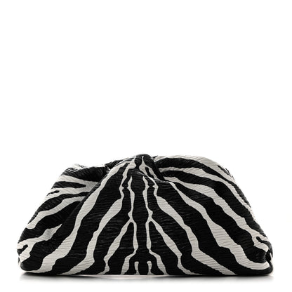Bottega Veneta Nappa Zebra Print The Pouch Oversized Clutch White Black 1 of 7