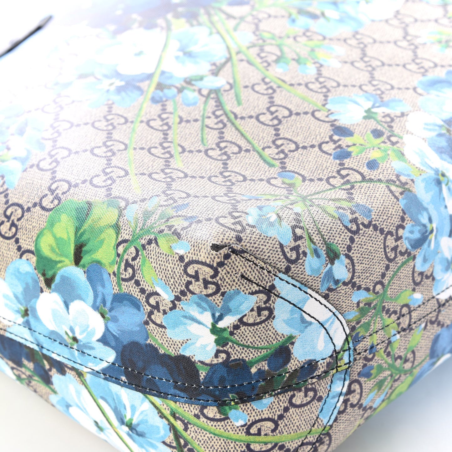 GG Supreme Monogram Blooms Medium Reversible Tote Beige Blue Navy