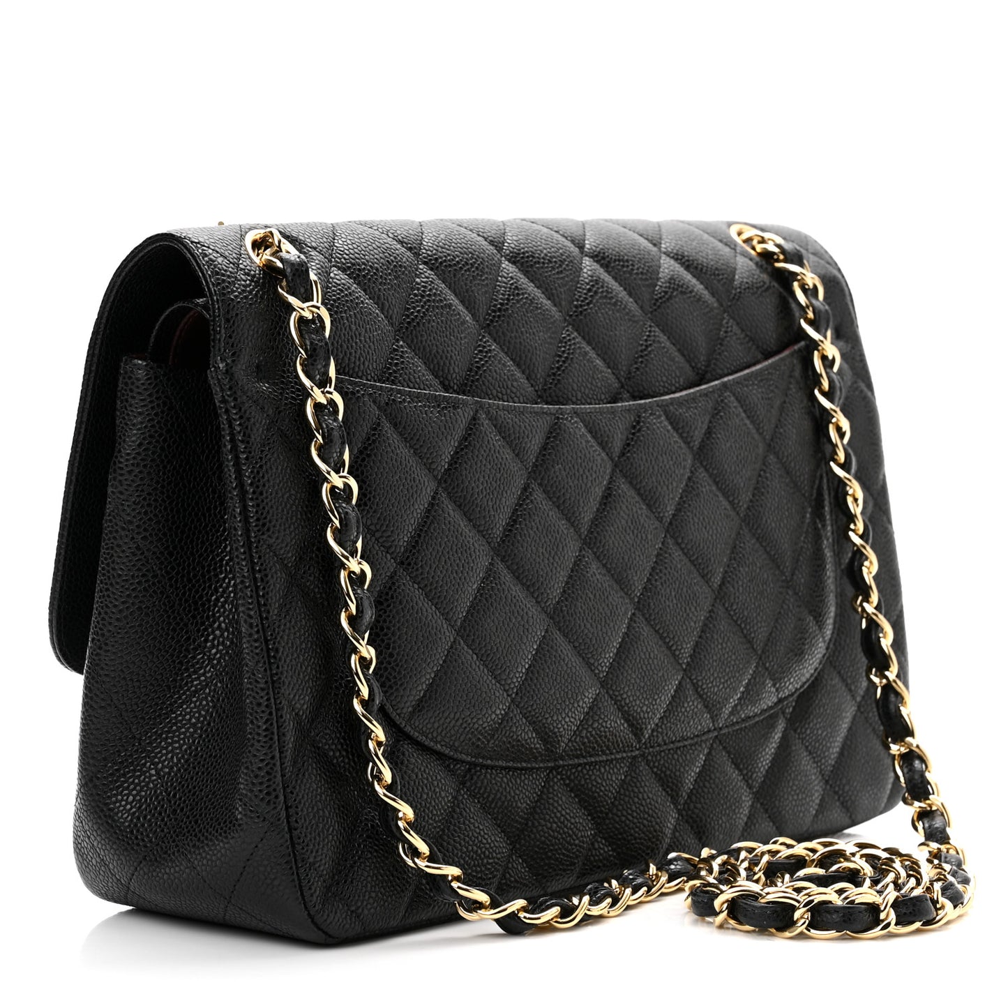 Caviar Quilted Jumbo Double Flap Black