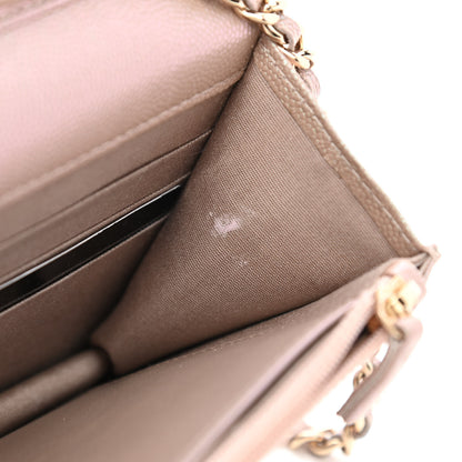 Chanel Iridescent Caviar Quilted Wallet On Chain WOC Beige 12 of 15