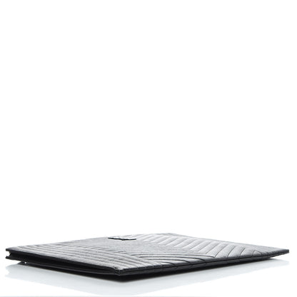 Saint Laurent Lambskin Mixed Matelasse Classic Monogram Zipped Document Holder Black 4 of 7
