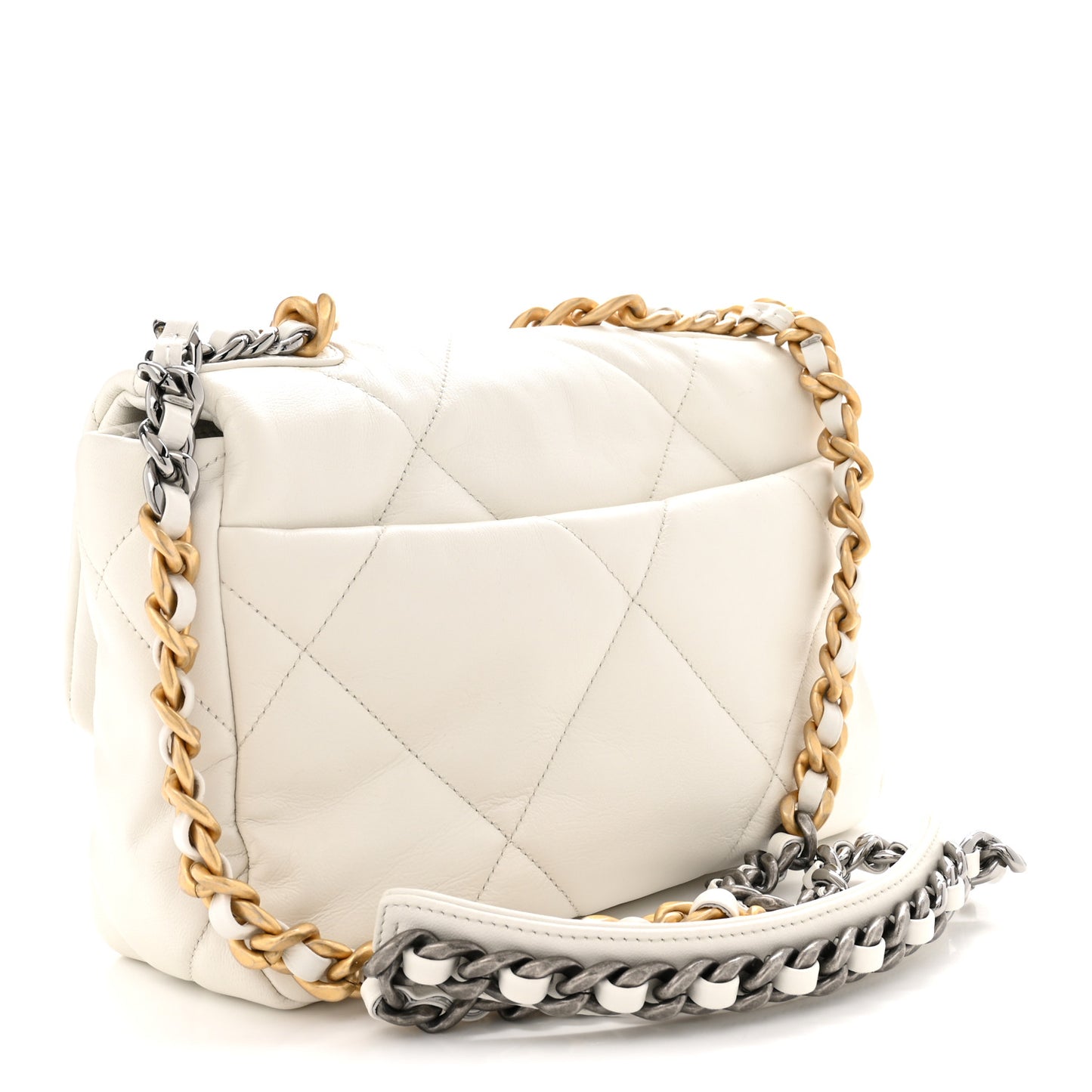 Goatskin Quilted Medium Chanel 19 Flap White