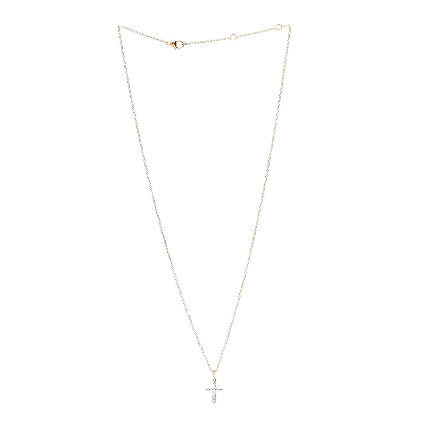 18K Yellow Gold Diamond Cable Collectibles Cross Necklace