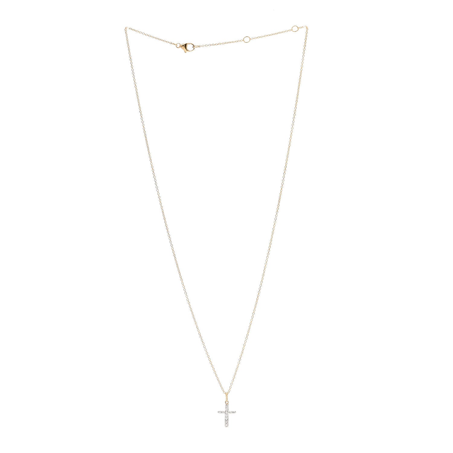 David Yurman 18K Yellow Gold Diamond Cable Collectibles Cross Necklace 3 of 6
