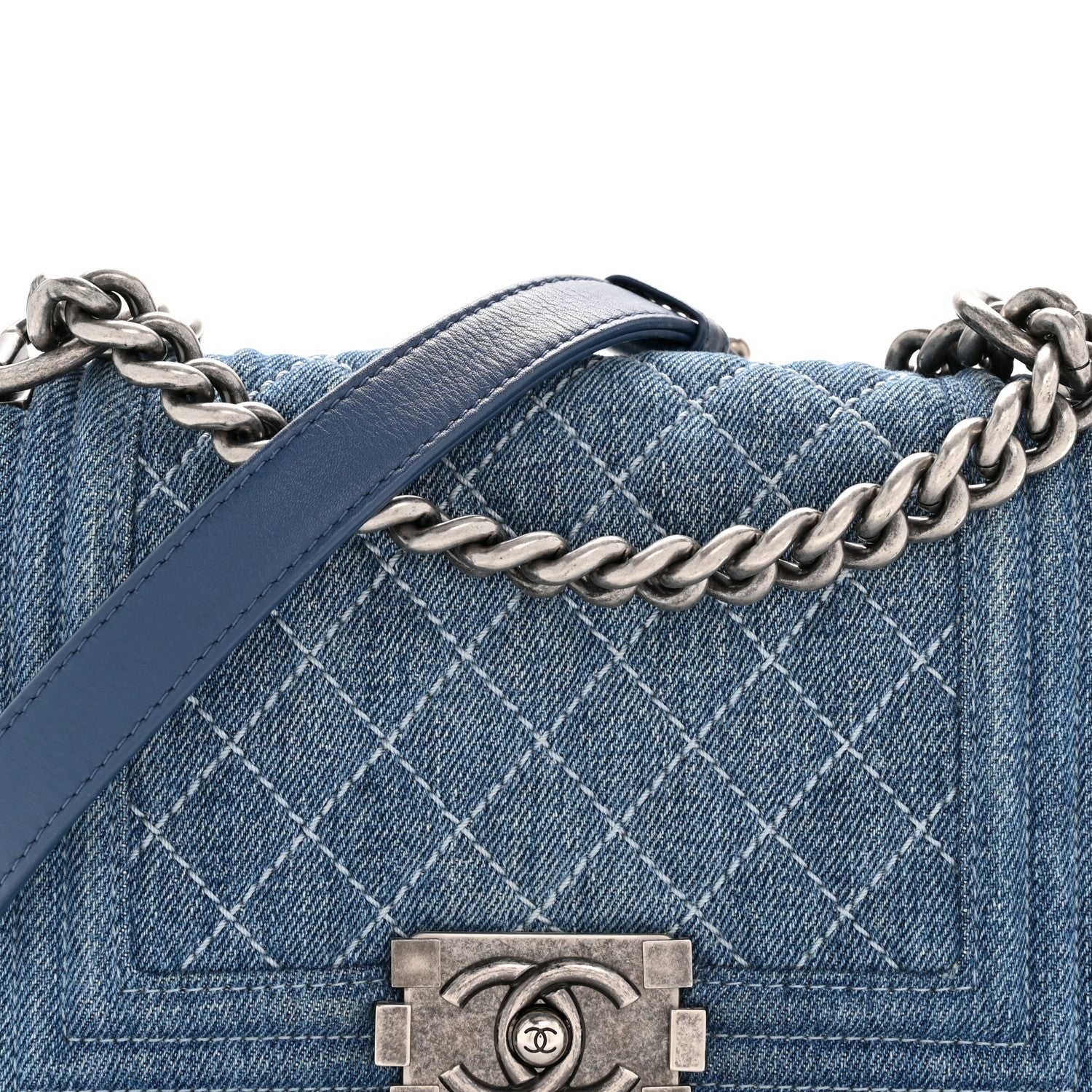 Chanel Denim Quilted Small Boy Flap Blue 8 of 11